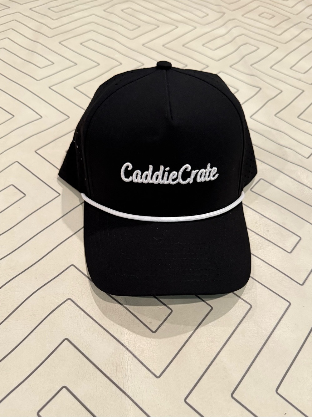 New Caddie Crate Black Snapback Rope Hat